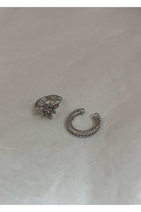 Heliophilia Silver Pendientes de Latón Plateados STEEL-N065